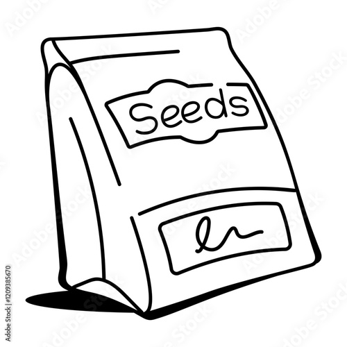 Seed bag icon in doodle style 

