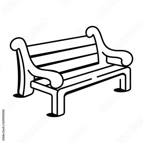 Garden bench icon in hand drawn style 

