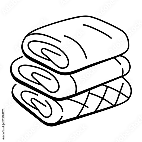 A doodle style icon of blanket stack 
