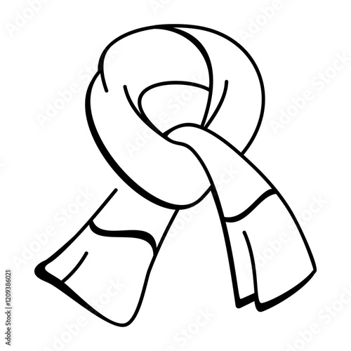 A hand drawn icon of a scarf 
