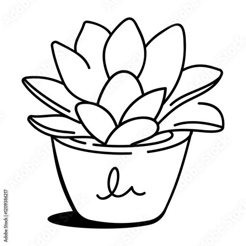Succulent plant icon in doodle style 
