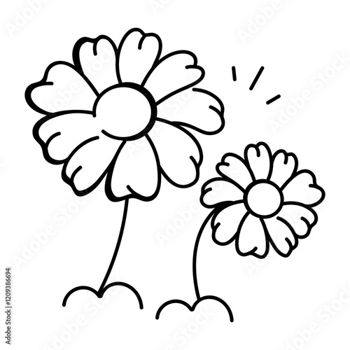 Wildflowers icon in doodle style 
