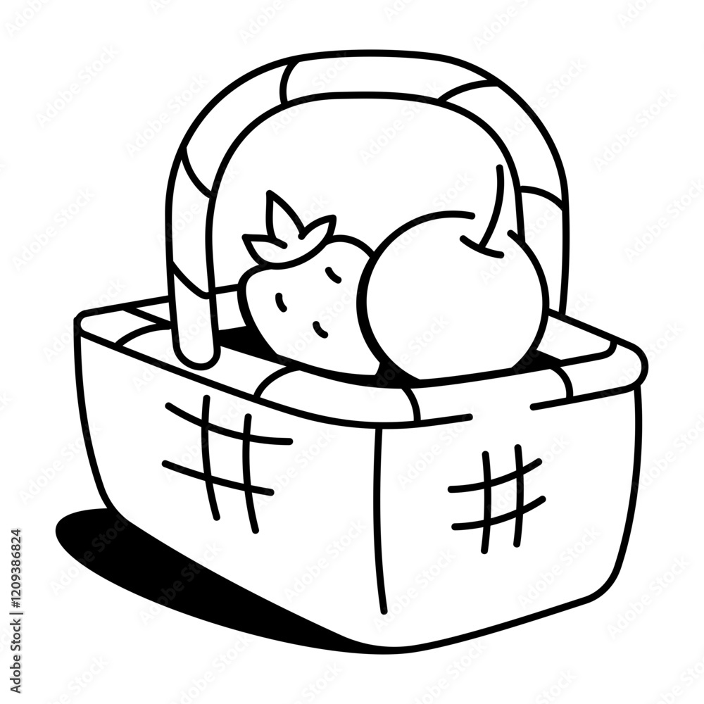 Picnic basket icon in doodle style
Picnic basket icon in doodle style