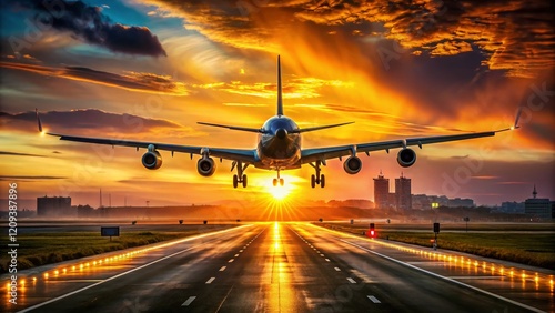 Dreamliner Landing at Malpensa Airport: Double Exposure Stock Photo photo