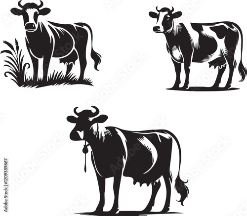 silhouette of clean cows Print