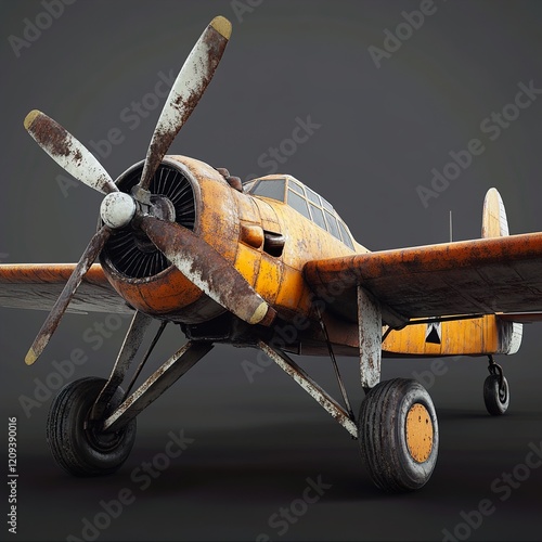 Rusty Vintage Propeller Airplane: Awe-Inspiring Relic of Aviation History photo