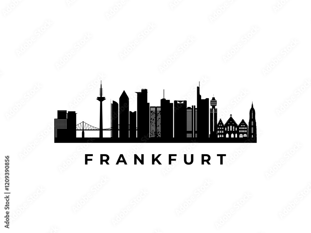 Naklejka premium Vector Frankfurt skyline. Travel Frankfurt famous landmarks. Business and tourism concept for presentation, banner, web site.