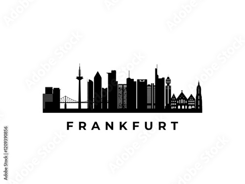 Vector Frankfurt skyline. Travel Frankfurt famous landmarks. Business and tourism concept for presentation, banner, web site.