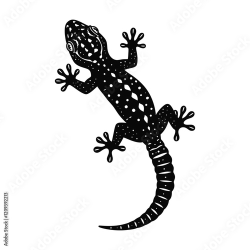 Black and white Gecko vector clipart.