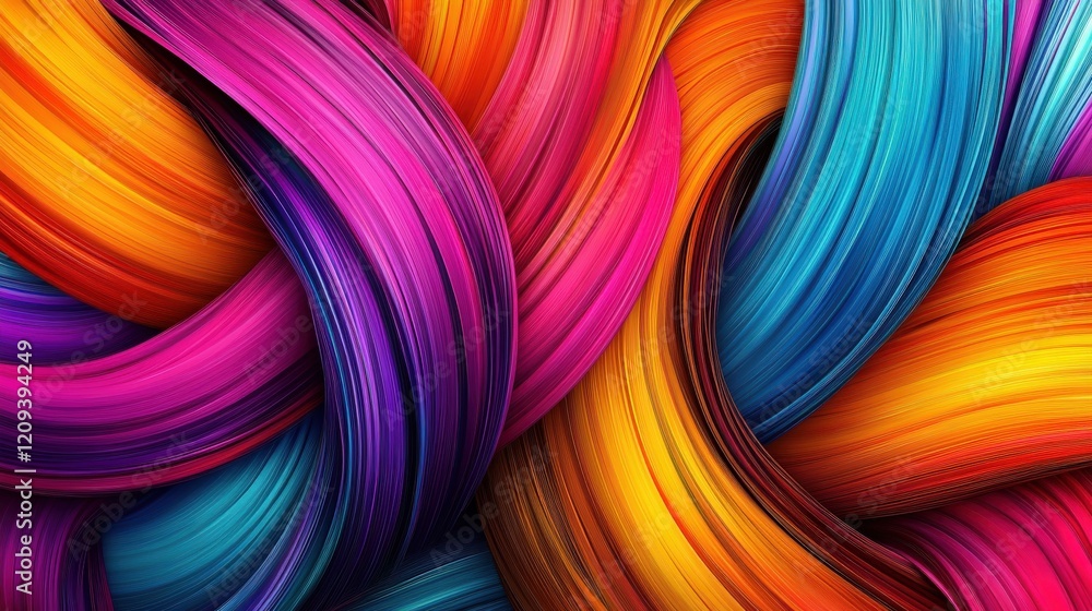 Naklejka premium Red, orange, and blue woolen pigments interweave together