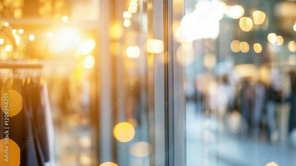 Fototapeta premium Colorful sock display with evening lights in boutique setting