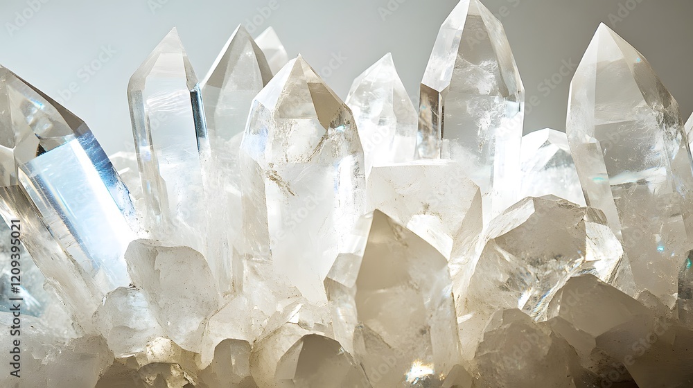 Sparkling Clear Quartz Crystals with Sharp Points and Reflections Sparkling Clear Quartz Crystals with Sharp Points and Reflections