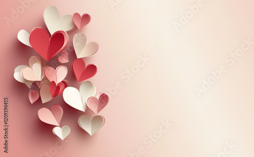 Paper elements in shape of heart. Happy Valentine's Day  greeting card design