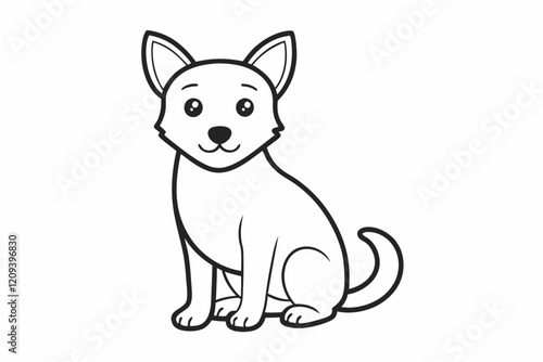 Dog sit down outline on white background. Dog vector illustration design logo
