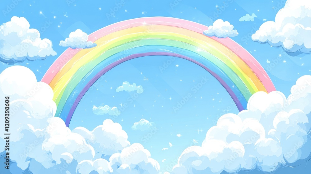 Pastel seamless pattern with rainbows and clouds. Childish cute graphic. Vector hand drawn illustration Pastel seamless pattern with rainbows and clouds. Childish cute graphic. Vector hand drawn illustration