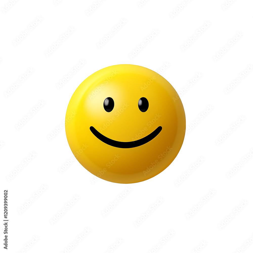 Fototapeta premium Happy yellow smiley face emoticon digital art illustration,