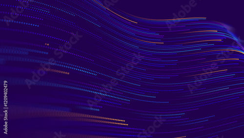 High Speed Light Particles Internet Data Background. Digital Road Fast Speed Internet Broadband Data Flow Concept. Light Arc Turn Twist Bend Effect. Vector Illustration.