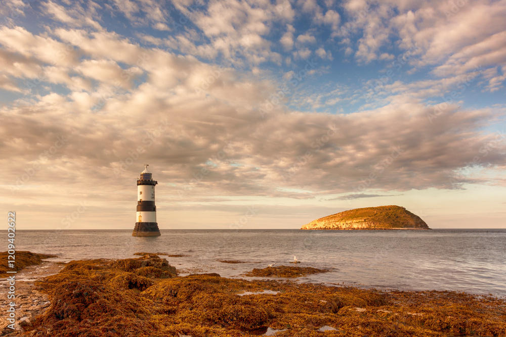 Fototapeta premium Penmon Point lighthouse and Puffin Island