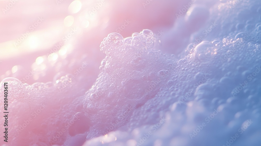 Close-up shot of soft waves and vibrant foam in pastel colors at the beach. Close-up shot of soft waves and vibrant foam in pastel colors at the beach.