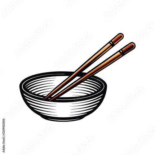 Design a minimalist logo featuring a bowl and chopsticks, incorporating the letter "A" as a subtle design element.