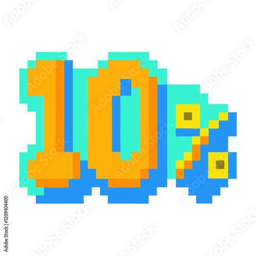 Pixelated 10 Percent Sign Graphic in Retro Style