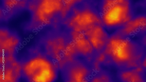 Heat Map Background. Infrared Thermal Camera Landscape Scan. Temperature Scanner Radar Global Warming Concept. Vector Illustration.