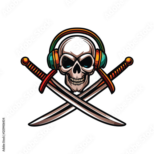 Design a bold and eye-catching vector logo featuring a pirate skull wearing a stylish monocle.