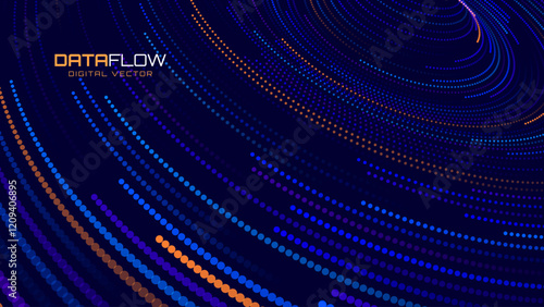 High Speed Light Particles Internet Data Background. Digital Road Fast Speed Internet Broadband Data Flow Concept. Light Arc Turn Twist Bend Effect. Vector Illustration.