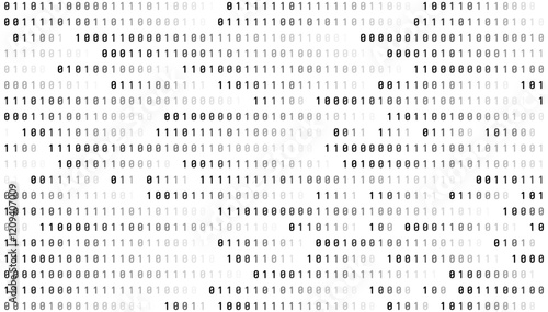 Abstract Matrix Binary Stream Code. White Binary Code Matrix. 0 and 1 Numbers Wallpaper. Computer Science Bg. Graphic Data Decryption Algorithm Coding Hacker Concept. Vector Illustration.