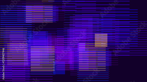 Abstract Glitch Horizontal Lines Background. Unique Design Abstract Digital Noise Glitch Error Video Damage Texture. Aesthetics of Vaporwave or Cyberpunk Style. Vector Illustration.