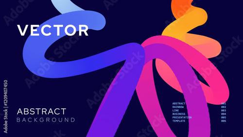 Abstract Background with Multicolored 3D Ribbon Line. Wavy Geometric Shape Creative Design for Poster, Banner, Presentation, Flyer, Brochure. Dynamic Art Vector Illustration.