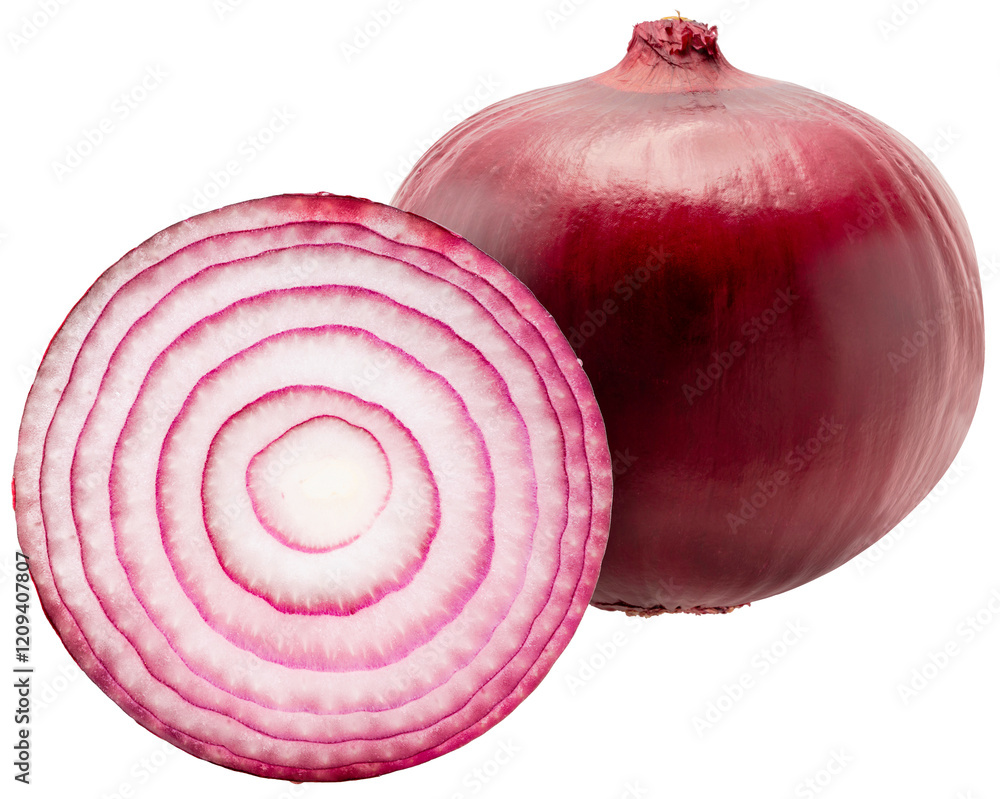 Red Onion or sweet onion isolated on white background. Red Onion on white background PNG File.