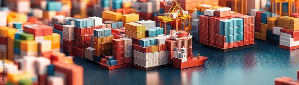 A vibrant array of colorful shipping containers stacked in a harbor setting, showcasing a busy port environment. A vibrant array of colorful shipping containers stacked in a harbor setting, showcasing a busy port environment.
