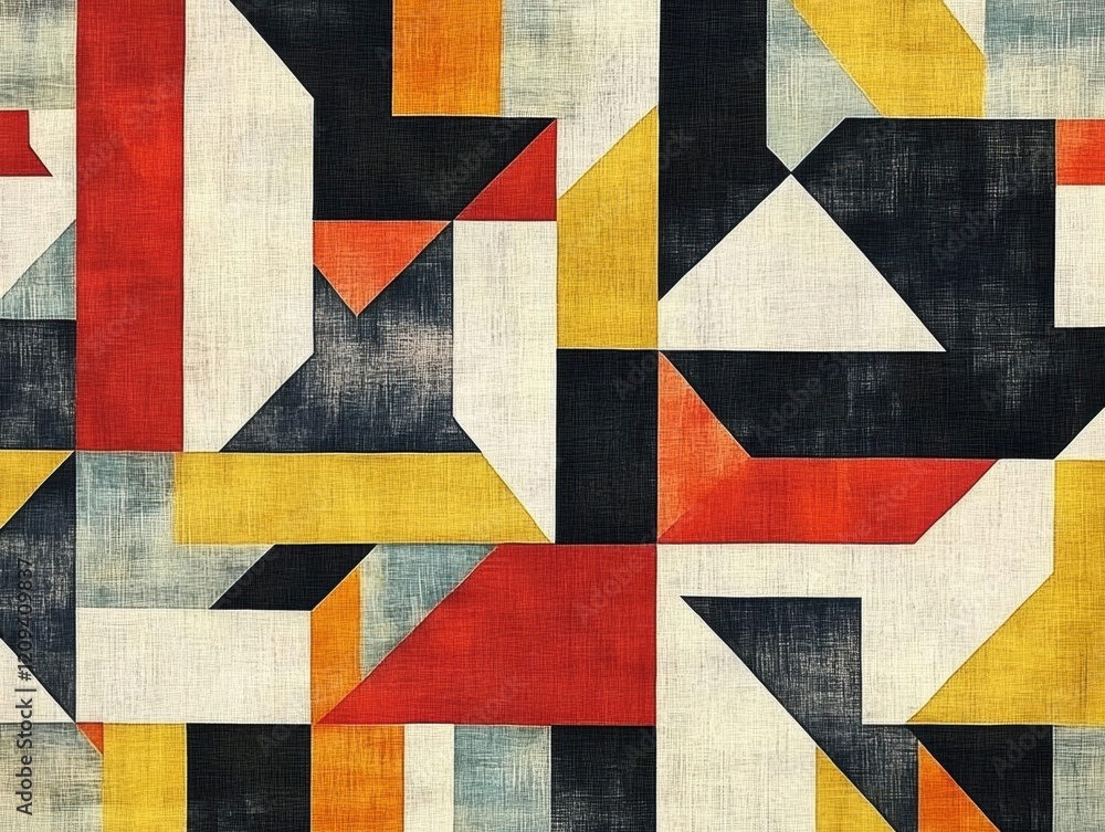 Fototapeta premium Abstract Geometric Pattern with Yellow, Red, and Black Colors