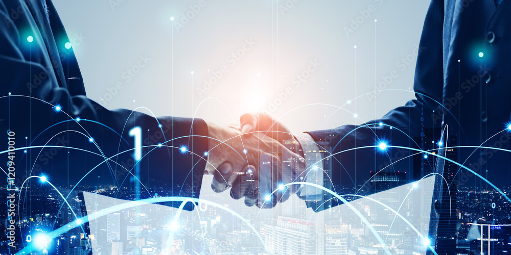 © metamorworks - business, handshake, shaking hands, dx, digital transformation, network, matching, power, connection, teamwork, cooperation, collaboration, partnership, technology, engineering, system, future, societ