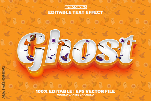 New ghost Halloween editable text effect in modern trend style