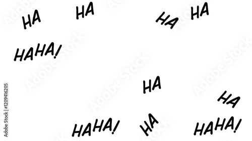 Animated Video of the Laugh Effect With HAHAHA Text. Black And White.
