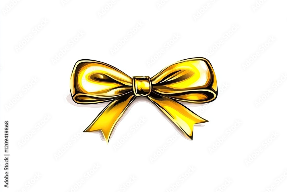 Bright golden bow with shiny texture, ideal for gift wrapping and festive decorations Bright golden bow with shiny texture, ideal for gift wrapping and festive decorations