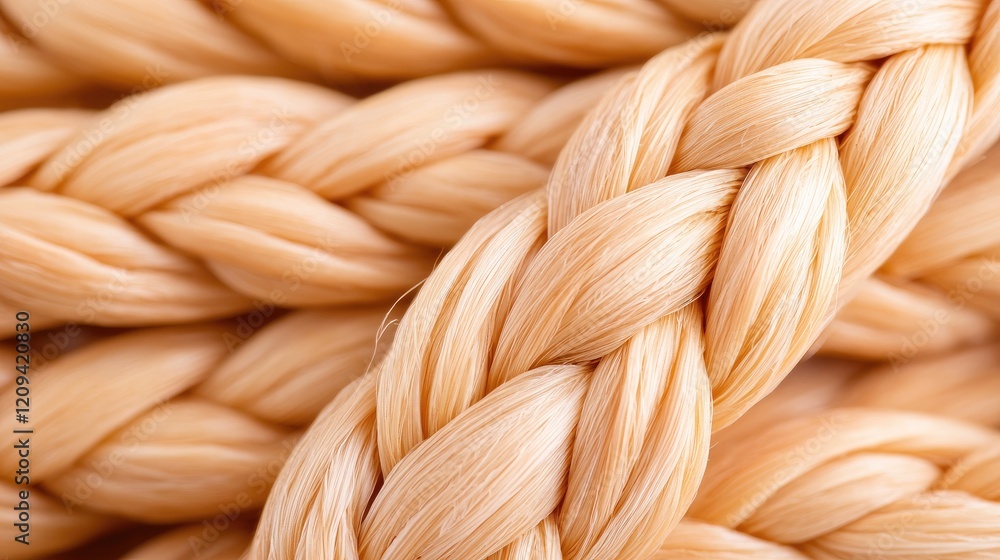 Close-up braided beige fiber texture, background blurred. Ideal for textile or craft projects Close-up braided beige fiber texture, background blurred. Ideal for textile or craft projects