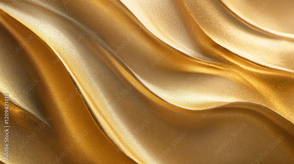 Fototapeta premium Luxurious golden fabric waves creating a stunning texture and elegant backdrop.