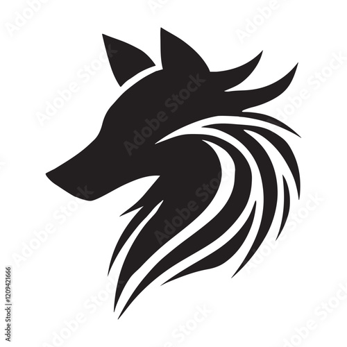 A bold silhouette of a stylized wolf symbolizing strength, loyalty, wilderness, leadership, and independence.