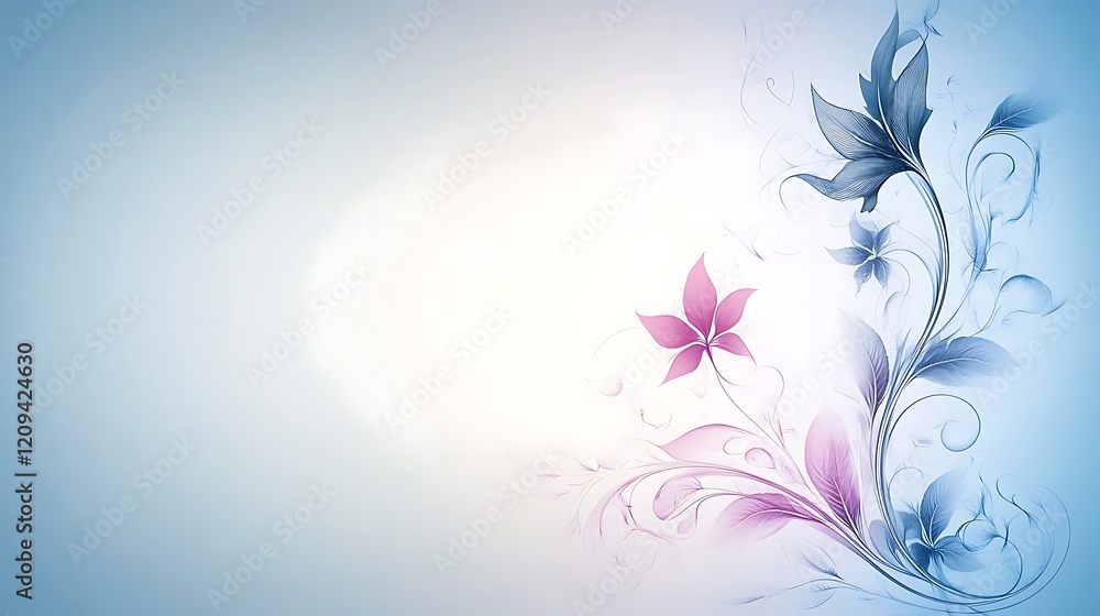 Delicate Blue and Pink Floral Design on a Soft Background Delicate Blue and Pink Floral Design on a Soft Background