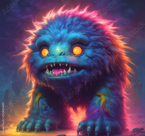 Illustration of fluffy and cute small monster.