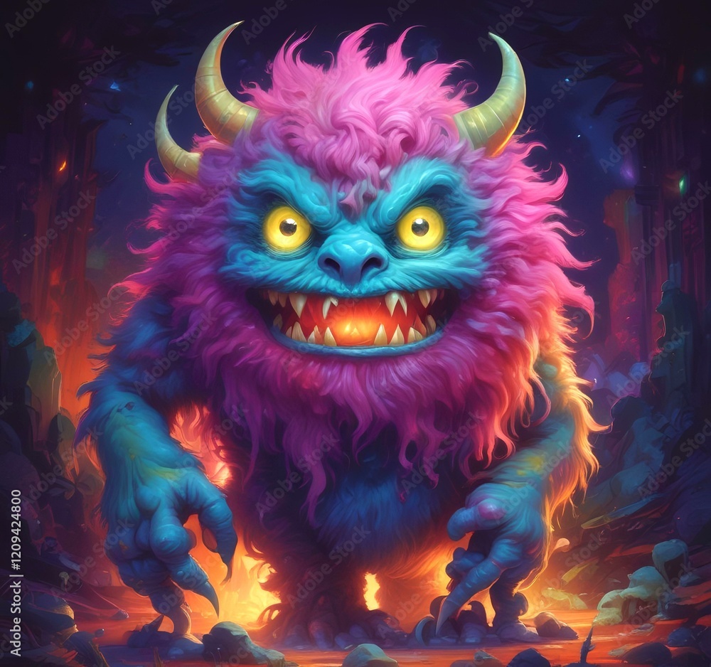 Illustration of fluffy and cute small monster. Illustration of fluffy and cute small monster.