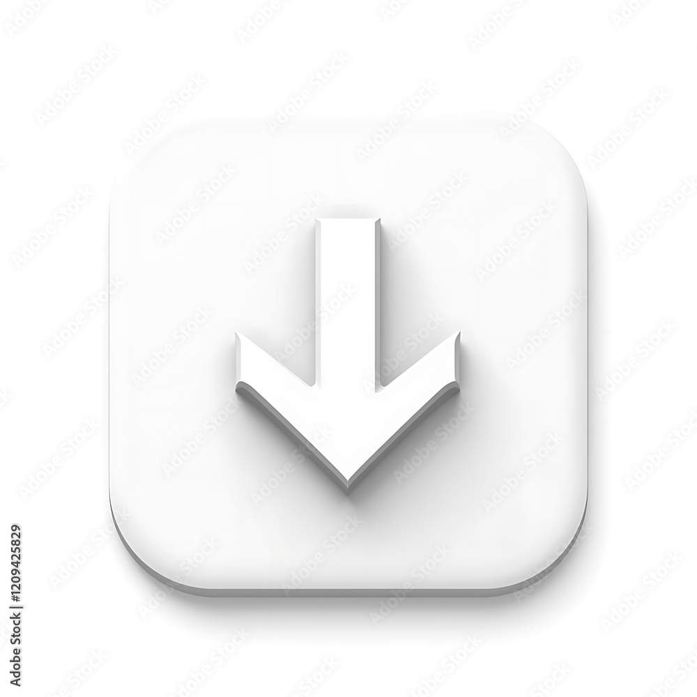 Download Button Icon 3d White Square Design Download Button Icon 3d White Square Design