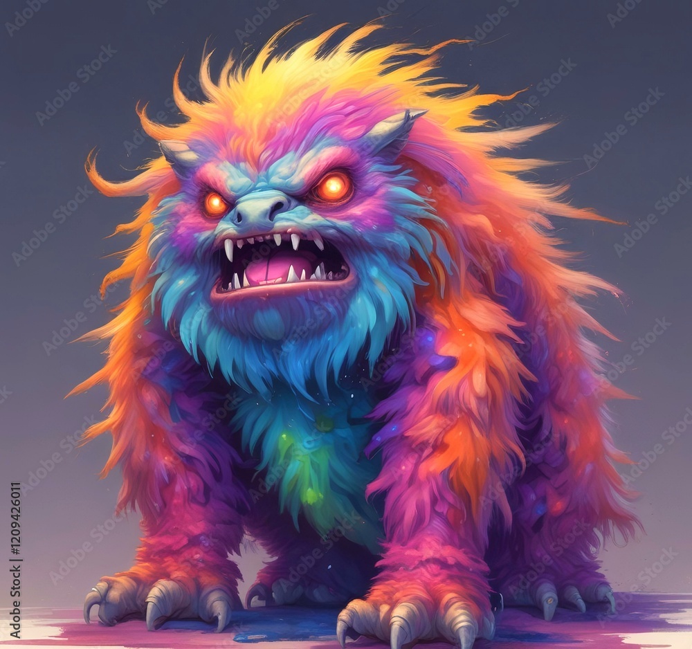 Illustration of fluffy and cute small monster. Illustration of fluffy and cute small monster.