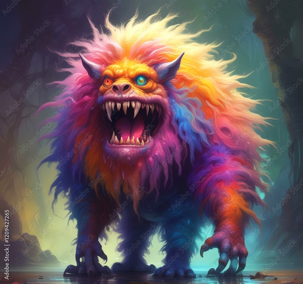 Illustration of fluffy and cute small monster. Illustration of fluffy and cute small monster.