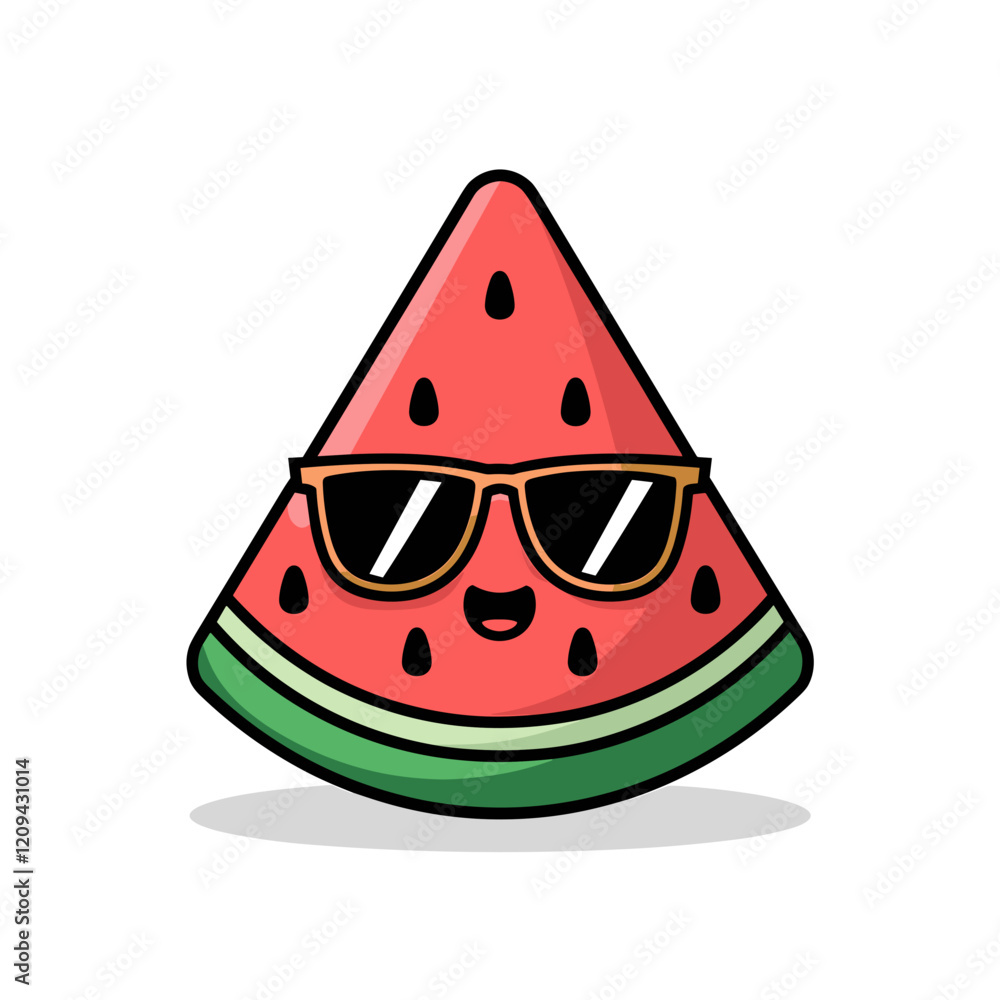 Cool Watermelon Cartoon Character with Sunglasses Cool Watermelon Cartoon Character with Sunglasses
