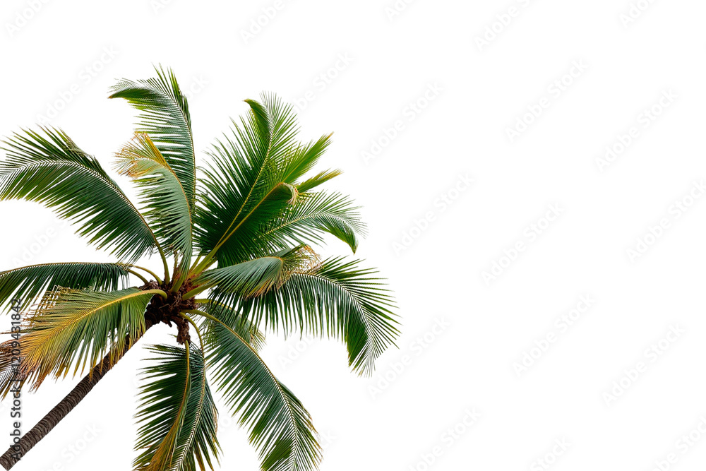 Fototapeta premium the upper part of a palm tree with green leaves