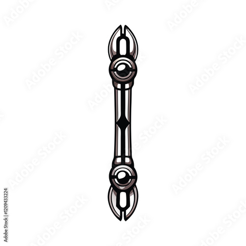 A sleek, minimalist silhouette of an industrial robot arm, rendered in smooth, polished metal. The focus is on the robotic arm's form, emphasizing its strength and precision.